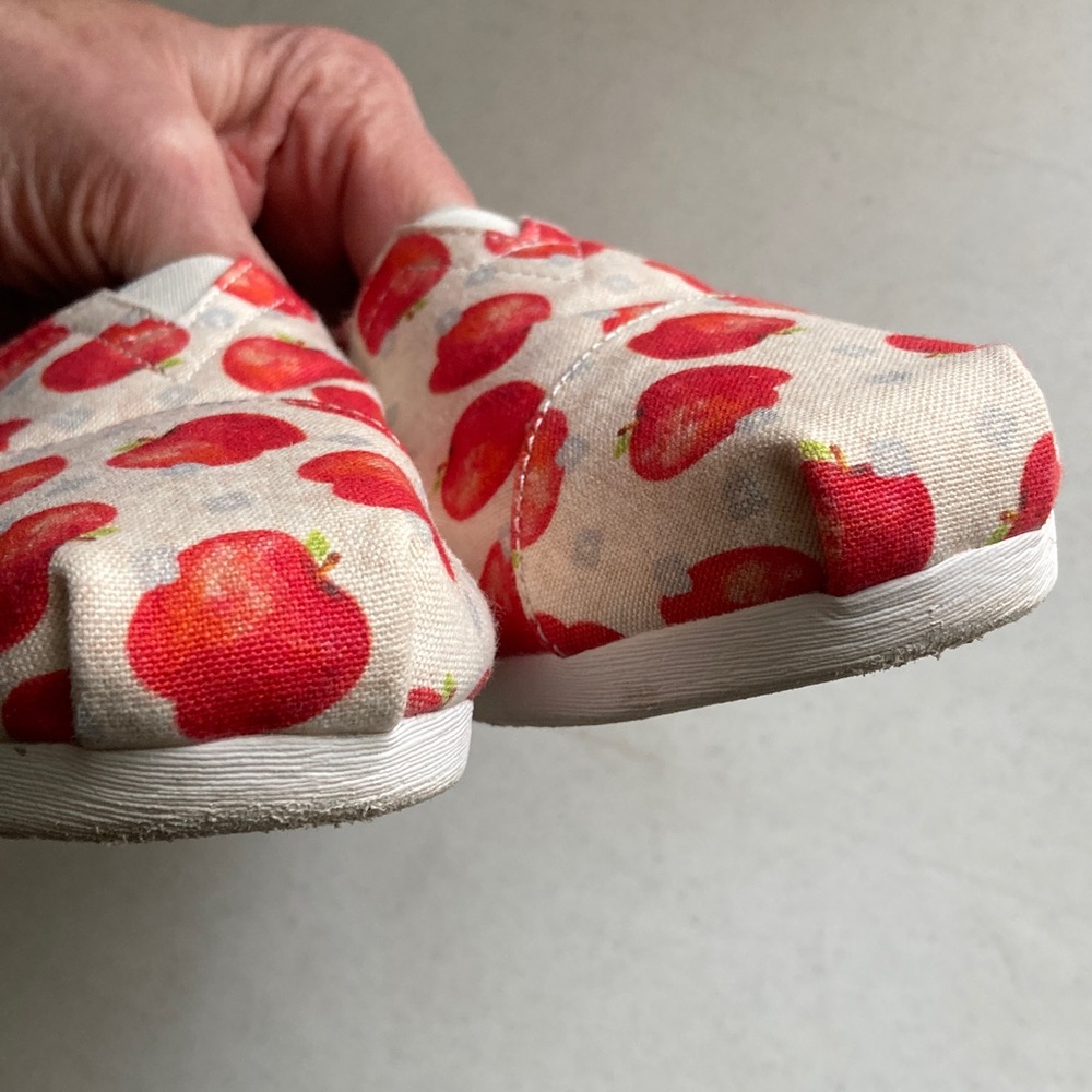 Toms Canvas Slip-Ons with Red Apple Print - Picture 8 of 9